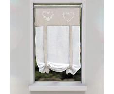 SIMPVALE 1 Pezzo Tie up - Tenda in Voile Tulle Ricamo Romano Tenda - Tende Pannelli Finestra per Camera da Letto, Studio, Bagno, Cucina, Marrone Chiaro, 45x120cm