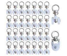 30 Pezzi Rulli per Binario della Tenda, Gancio per Tende Scorrevoli, Guida Rullo Scorrevole Tenda, Puleggia Per Tende, per Appendere Tende in Soggiorno, Camera da Letto e Bagno