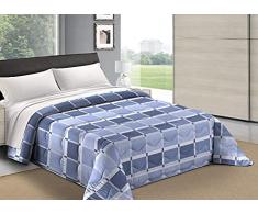 il dolce stile della tua casa trapunta coperta piumone invernale imbottito matrimoniale/piazza e mezza/singolo stampa quadrettata 300 grammi (blu, matrimoniale)