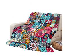 Himlaya Oceano Patchwork Coperta di Flanella Matrimoniale invernale, Morbida Accogliente Leggera Coperta in Pile per Adulti Bambino Copriletti Coperte per Divano (Patchwork,150x200cm)