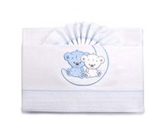 Pekitas - Set di lenzuola di flanella, per neonati, 3 pezzi, per lettino da 60 x 120 cm, 100% cotone, prodotte in Portogallo Cuna bli-bianco,culla 60 x 120