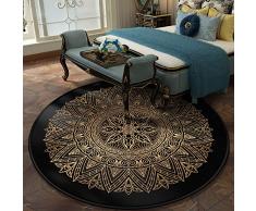 qingci Tavolino Rotondo Etnico in Cristallo di Cashmere con Tappeto Tondo A Vento 180 Cm di Diametro Dz61-6