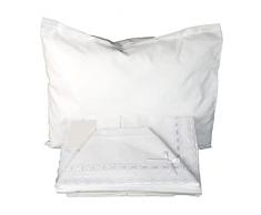 Lenzuolino Culla Lettino Neonato Set 3Pz. da Ricamare tela Aida Regalo Bimbi Coordinato Completo 100% Puro Cotone Bianco | Made in Italy