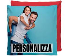 Cuscino Personalizzato con La Tua Foto e Nome, Idea Regalo per Festa del Papà, della Mamma, Compleanno, per lui e lei - Rosso