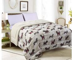 Tata Home Trapunta Invernale Fantasia Imbottita 350 gr/mq Microfibra Letto Piazza Mezza 220x260 cm Hilary Dis.58 cagnolini