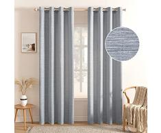 MIULEE 2 Pannelli Tende con Occhielli in Poliestere Lino Semi-Oscuranti Termiche Isolanti Interni Elegante Tenda Tinta Unita per Finestre Cameretta Bambino Vivaio Casa Moderna 140X260 CM Grigio