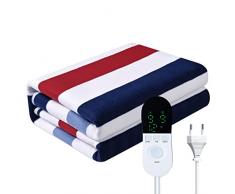 Coperta termica 150 x 80 cm, letto singolo, letto matrimoniale, cuscino riscaldante con spegnimento automatico, in peluche, morbido cuscino termico, 9 livelli di temperatura, lavabile fino a 40 °C,