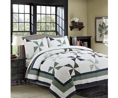 Copriletto Patchwork, Trapuntino Matrimoniale Quilt Copriletto Estivo in Traspirante Cotone Motivi Geometrici Lavabile in Lavatrice Non Sbiadisce O Si Restringe,89x94inch