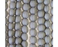 INTRECCI Tenda Antimosche Moschiera 120x230 cm Grigia con Fili di Corda a Pallini Tende Pon Pon per Porta Finestra a Pannello con Telaio in PVC