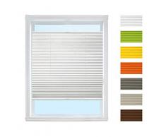 Tenda plissettata da avvitare (bianco, larghezza 55 cm x altezza 150 cm) Persiana avvolgibile avvolgibile oscurante e protezione solare per finestre, colore e dimensioni a scelta