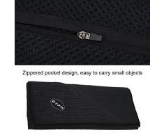 Asciugamano Sportivo in Microfibra con Tasca con cerniera, Assorbente dAcqua Morbido Asciugamano Leggero per Allenamento Fitness Palestra Yoga Pilates Viaggio Campeggio(Nero)