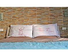 Coppia federe "IPOCONDRIA" in cotone personalizzate a mano