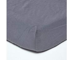 Homescapes Lenzuolo con angoli in morbido lino, tinta unita, tessuto in fibra di lino francese naturale, 100% cotone (profondità 30 cm), 60% lino, 40% cotone., Grigio scuro, 90 x 190 cm