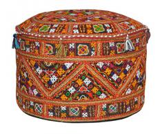 Indiano Comodo Cuscino da terra in cotone ottomano copertina impreziosita da patchwork e ricamo Lavoro, 58 x 33 cm