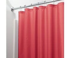 InterDesign Asta Tenda Doccia Anti-Ruggine, Impermeabile, Rosso, 180x180x0.25 cm