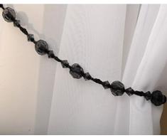 Ideal Textiles - Cordone fermatenda con perline Twinkle, colore nero