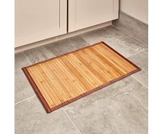iDesign Tappeto bagno, Tappeto antiscivolo bagno o cucina impermeabile, Tappetino bagno in legno di bambù ideale anche per il corridoio e la cucina, marrone chiaro