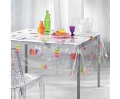 Décorline - 1710378, Tovaglia Trasparente Rettangol, 140 X 240 Cm, Macarons, Cristal Stampato, Senza
