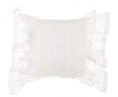 Blanc Mariclo - Cuscino ecru ricamato cuscino lino con balze 45 x 45 cm