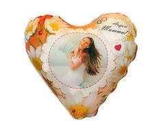 CUSCINO PERSONALIZZATO PERSONALIZZABILE STAMPA FOTO FESTA DELLA MAMMA FIORI ATANCIONE BIANCO CUORE