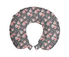 ABAKUHAUS Shabby Flora Cuscino da Viaggio, Rural Buds Vintage, Accessorio in Schiuma di Memoria per Viaggio, 30 cm x 30 cm, Multicolore