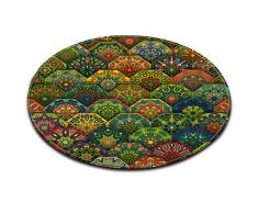 Mandala indiano buddismo decorazione floreale Antiscivolo Lavabile in lavatrice Tappeto rotondo Soggiorno Camera da letto Bagno Cucina Morbido Tappeto Tappeto Oggettistica per la casa,60x60 CM