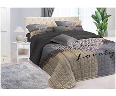 trapunta coperta piumone invernale matrimoniale 260x270 imbottito 300 GR stampa 3 D cuore shabby - made in Italy