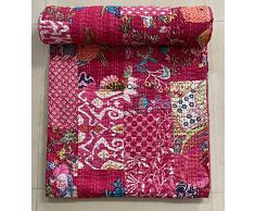 Rosa Handblock Multi Floreale Assortiti Cotone Patchwork Kantha Trapunta Decorazione Casa Handmade Patch Trapuntata King Size Bohemian Biancheria Da Letto Coperta Vintage Trapunta