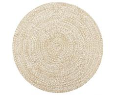 vidaXL Tappeto Artigianale Manuale Corsia Passatoia Rotonda Rustica Cucina Protezione Pavimento in Juta Intrecciata Bianco e Naturale 150 cm