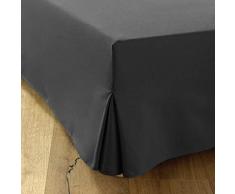 Vestiletto Singolo 90x190 Grigio | 4 volant da 30 cm per letto adulto con rete | Protegge rete 90x190 | Prodotto in Europa | Gonna da letto 90x190 | Fodera per rete 90x190 integrale