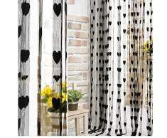 Nappa linea String Drappeggio Tenda per Parete Porta Finestra Vestibolo Home Decor Divisore 1 m x 2 m,Black