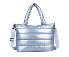 TDEOK Borse Uncinetto Shopping Bag per Donne, Borsa a mano, leggero Inverno Piumino Imbottitura di Cotone, Borsa a tracolla con Piumone Chiusure Per Borse Cucito, Blu, Taglia unica