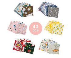 GuKKK 43 Pezzi 25 * 25cm di Tessuti in Cotone, Tessuto Cotone Kit da Cucito, Stoffa Patchwork a Metro, con Stampa Floreale, Design Assortiti, per Cucito e Fai da te Artigianato