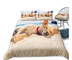 Copripiumino 200 x 200 cm Cane Bianco Antico Copri Piumone In Microfibra Viene Fornito Con 2 Federe,Set Piumone Adatto A Bambini E Adulti