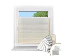 Victoria M. Tenda Plissé EasyFix, 65 x 100 cm Bianco, Tenda Plissettata con Supporto Klemmfix e Supporto Adesivo, Montaggio senza Fori