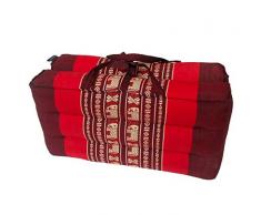 Cuscino tradizionale Thai Kapok pieghevole yoga meditazione con manico per il trasporto (rosso con elefanti)