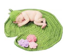 DELEY Baby Boys Uncinetto Maglia Rana Hat Costume Foglia di Loto Coperta Neonato Foto Puntelli 0-6 Mesi