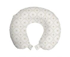 ABAKUHAUS Antique orientale Cuscino da Viaggio, Ornamenti circolari, Accessorio in Schiuma di Memoria per Viaggio, 30 cm x 30 cm, dusk bianco