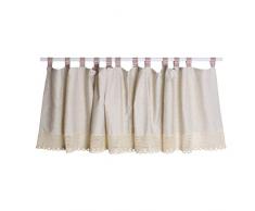 Busica Tende da Cucina in Stile Rustico, Tenda Corta in Lino e Cotone Tende Vintage in Pizzo allUncinetto Bellissima Tendina Stile Country, 1 Pezzo,W x H 130x150cm