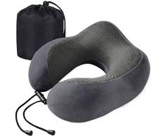 Cuscino da viaggio in Morbido,Cuscino Collo in Memory Foam Portatile, Compatto e Leggero per il Viaggio,Cuscino Aereo Morbido e Confortevole,Grigio scuro