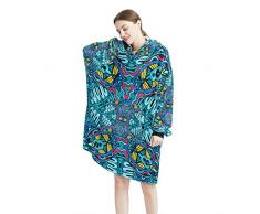 Vintage etnica Boho astratto pittura indossabile coperta con cappuccio, oversize con cappuccio per le donne,Felpa comoda, Multicolor, Taglia unica