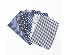 KING DO WAY 7 Pz Tessuti Stampato Cotone per Cucire Stoffa a Metro Stoffa per patchwork Floreale-Blu Scuro 50cmX50cm