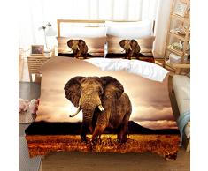 Copripiumino 200 x 200 cm Elefante Bianco Antico Copri Piumone In Microfibra Viene Fornito Con 2 Federe