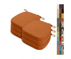 Lsjoaw Set di 6 cuscini per sedie da cucina antiscivolo con laccetti memory foam Cuscini Sedia 40X38X33X5cm Cuscini di Seduta cuscino per sedia da pranzo,Color#13 Orange