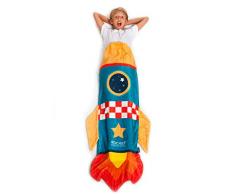 Coperta a coda, soffice coperta in pile a forma di Razzo, plaid divano o sacco a pelo bambini rocket, taglia 4-12 anni, LUNGA 142cm, idea per regalo bambini, regalo compleanno, gadget sirenetta o NASA
