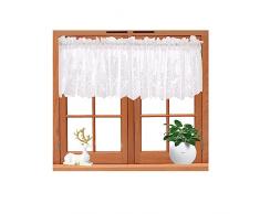 Mantovana Tenda per Finestra, Tendina Corta 130 * 41cm, Voile con Tasca per Asta, Tende Mantovane per Cucina Balcone Camera Bar, Tendine Finestra per Atmosfera Caffè (Bianco)