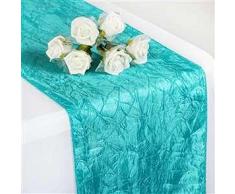 Striscia centrotavola in taffeta increspata, turchese