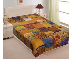 RamapirHandicraft Trapunta Kantha Vintage Indiano Patchwork Kantha Coperta Plaid Vintage Kantha Stitch Quilt Nero Kantha Kantha Kantha Trapunta Fatto a Mano Trapunta Gudari Singolo Dimensioni