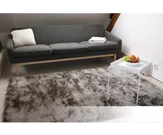 floor factory Tappeto Esclusivo Moderno Satin Grigio Argento 160x230 cm Tappeto Shaggy Pelo Lungo