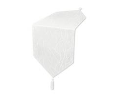 Runner con strisce di damasco, biancheria da tavola #1144, Poliestere, bianco, ca. 30x160 cm